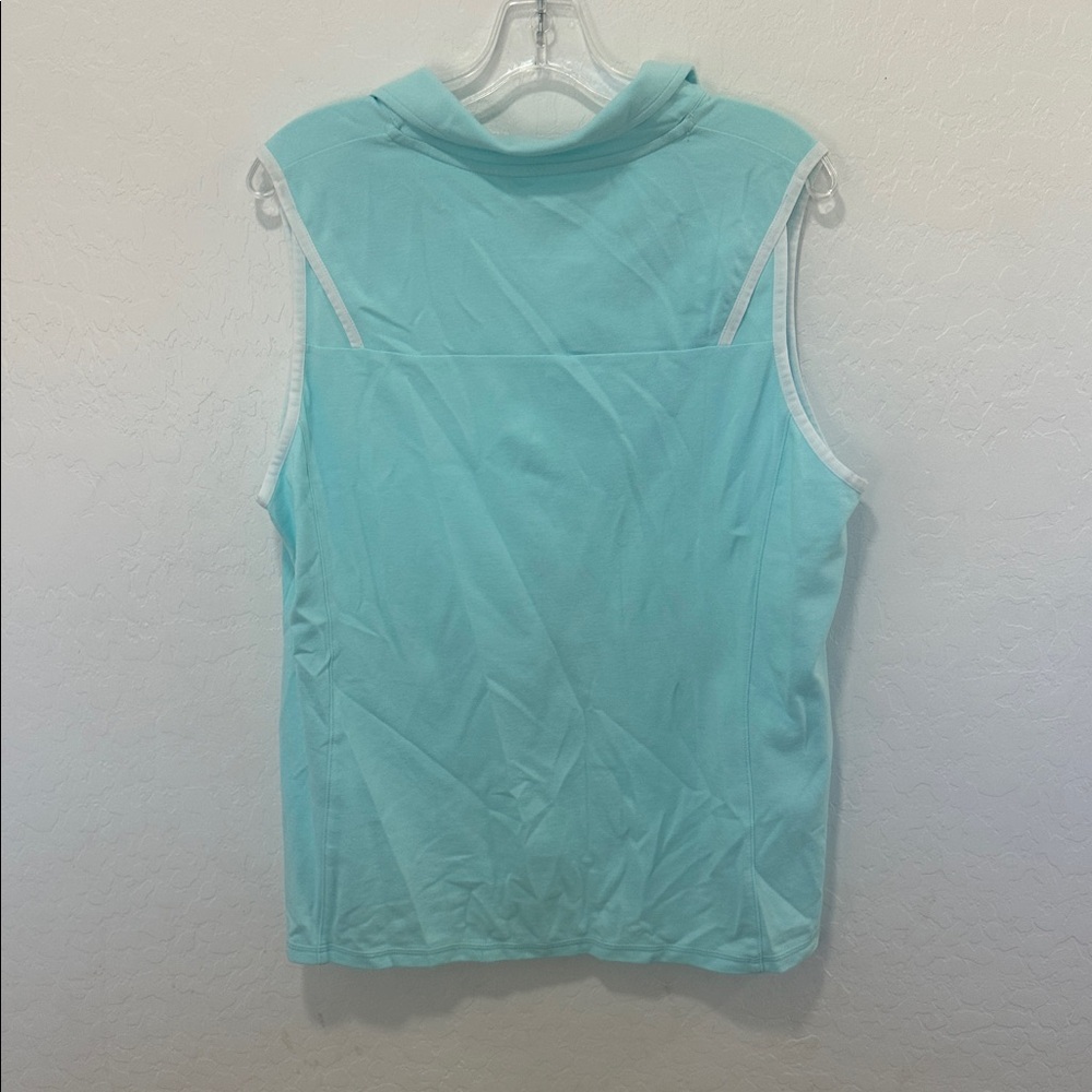 T by Talbots Light Blue‎ Sleeveless Tank Top UPF 50+ SLEEVELESS PIQUÉ POLO XL - Picture 5 of 6